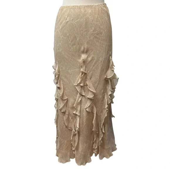 Lauren Ralph Lauren Silk Paisley Ruffled Maxi Skirt M - Picture 1 of 11